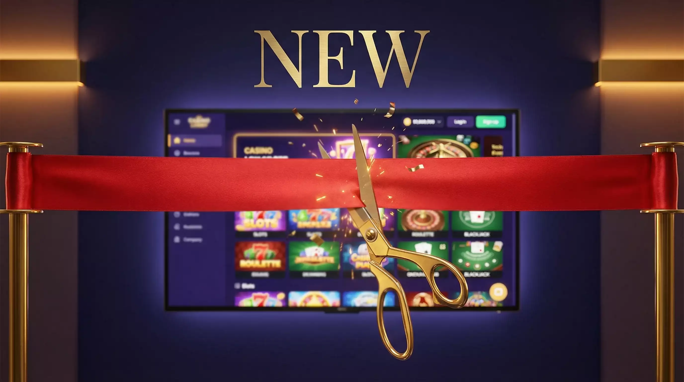 Grand opening ribbon cutting for a new online sweepstakes casino platform in 2026