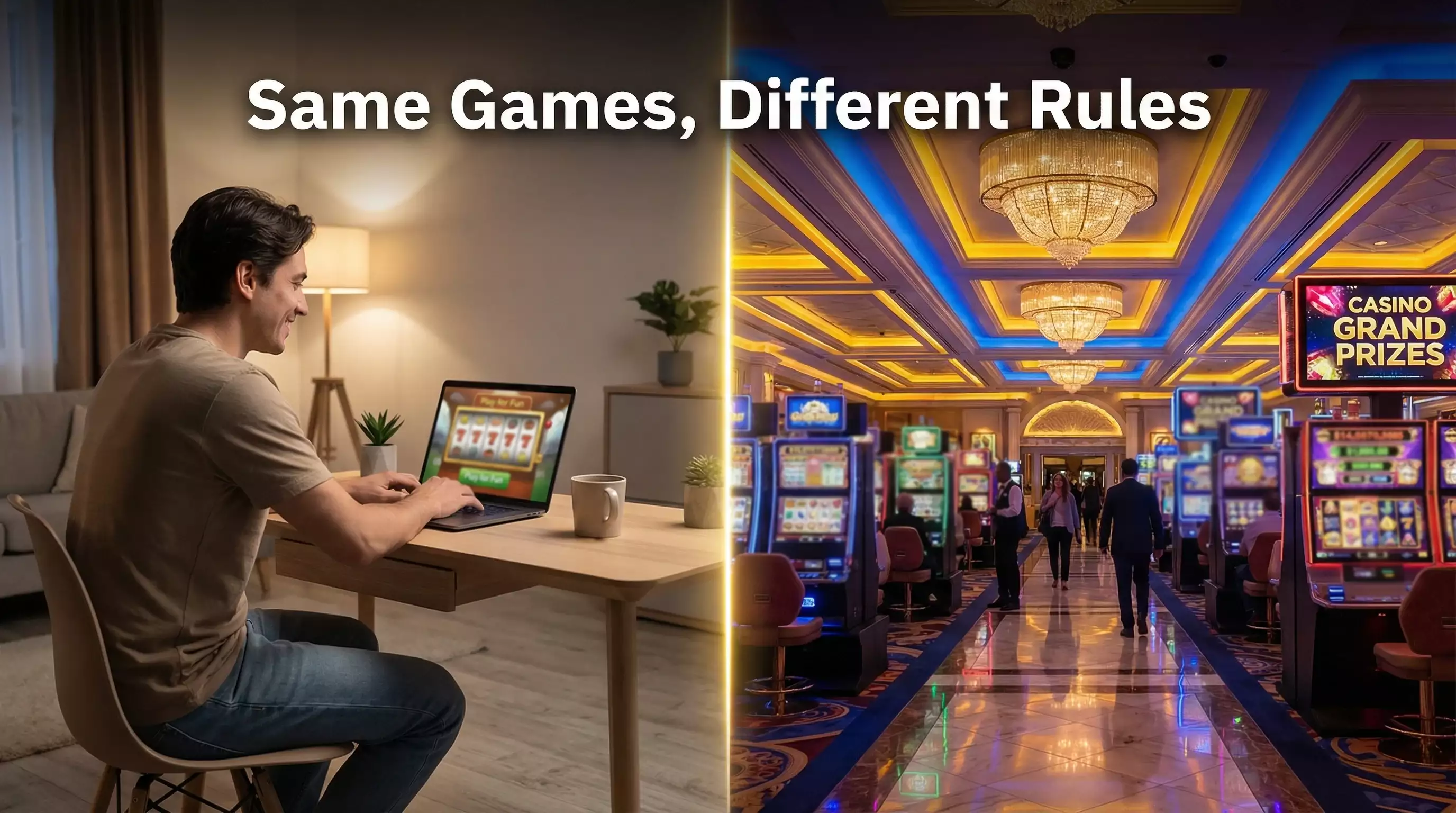 Sweepstakes casino vs real-money casino side-by-side comparison